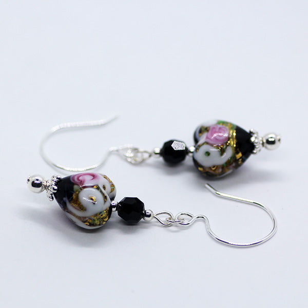 Black blown glass bead hoop earrings - Heidi Grayden - Jewelry, Earrings -  ArtPal